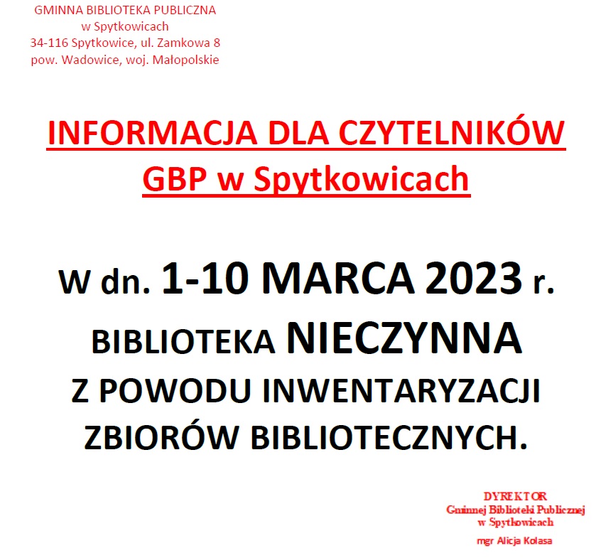 ogloszenie inwentaryzacja